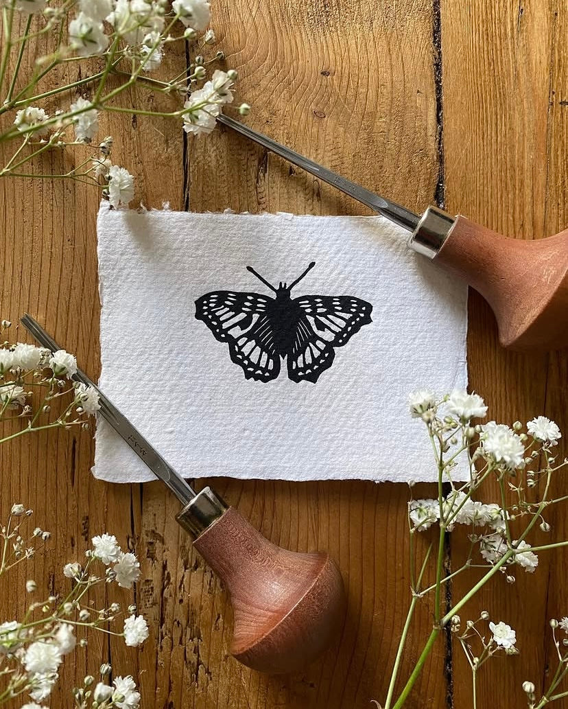 Mini A7 Butterfly Lino Print