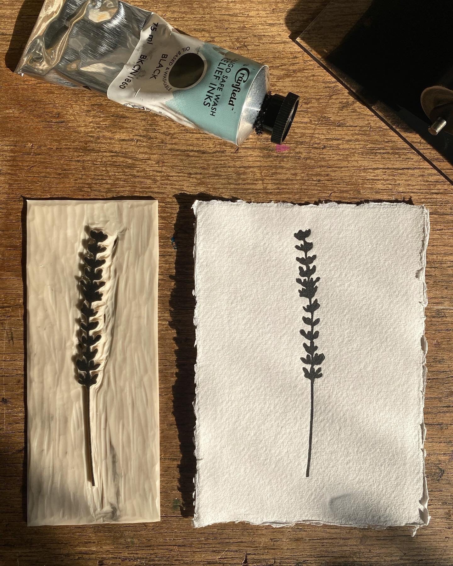 Lavender A6 Lino Print