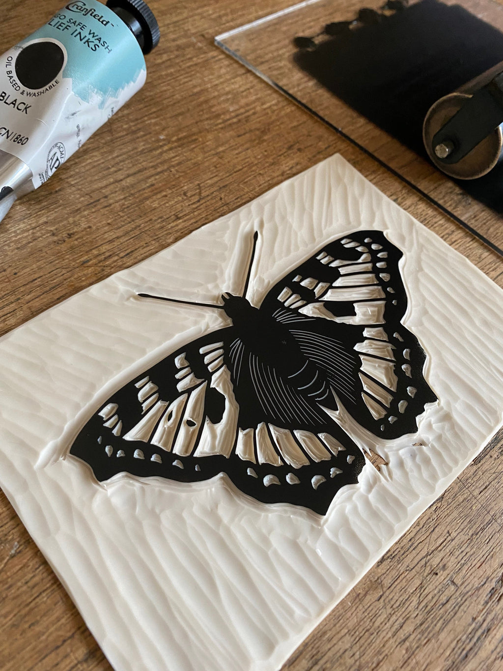 Tortoiseshell Butterfly A5 Lino Print