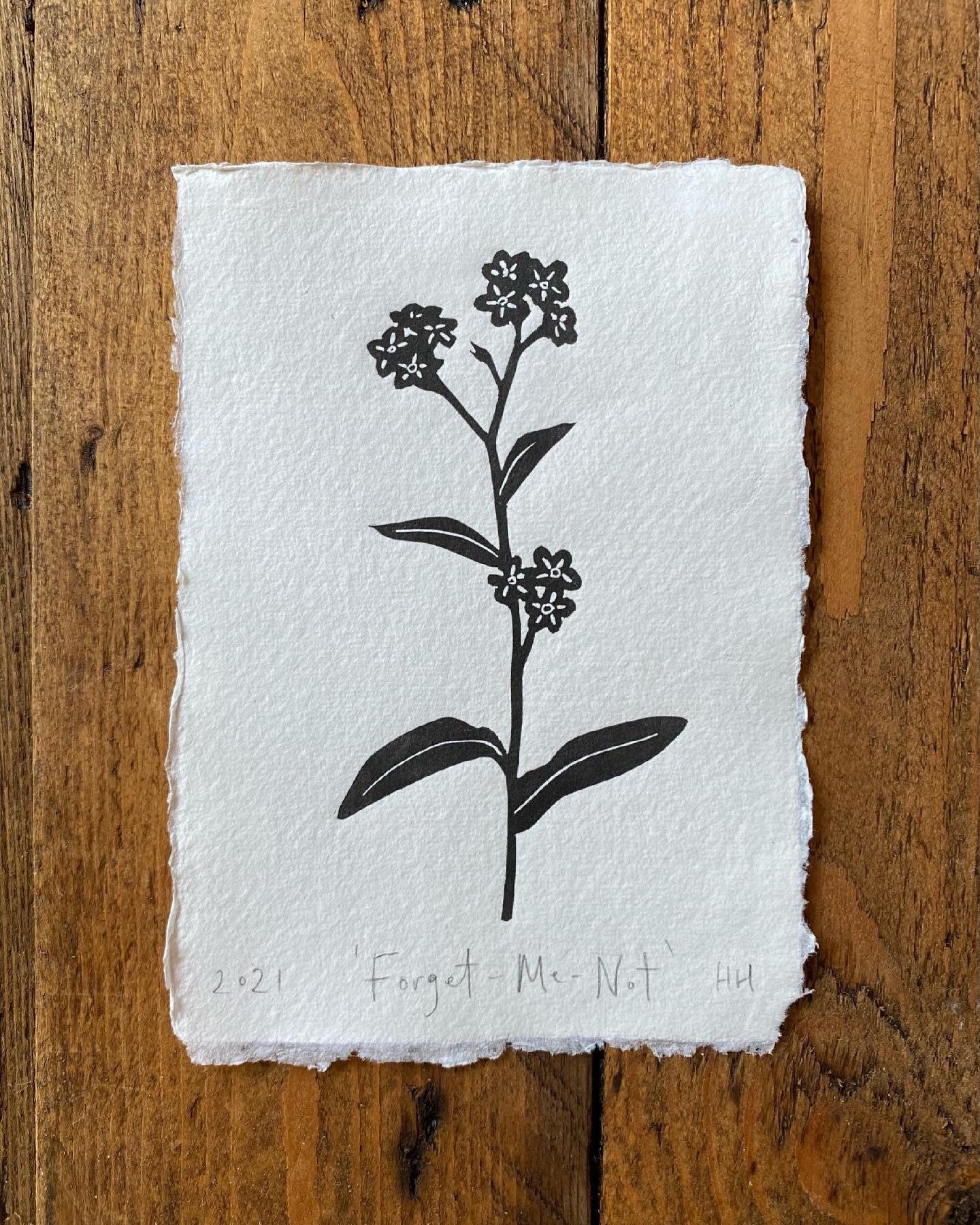Forget-Me-Not A6 Lino Print
