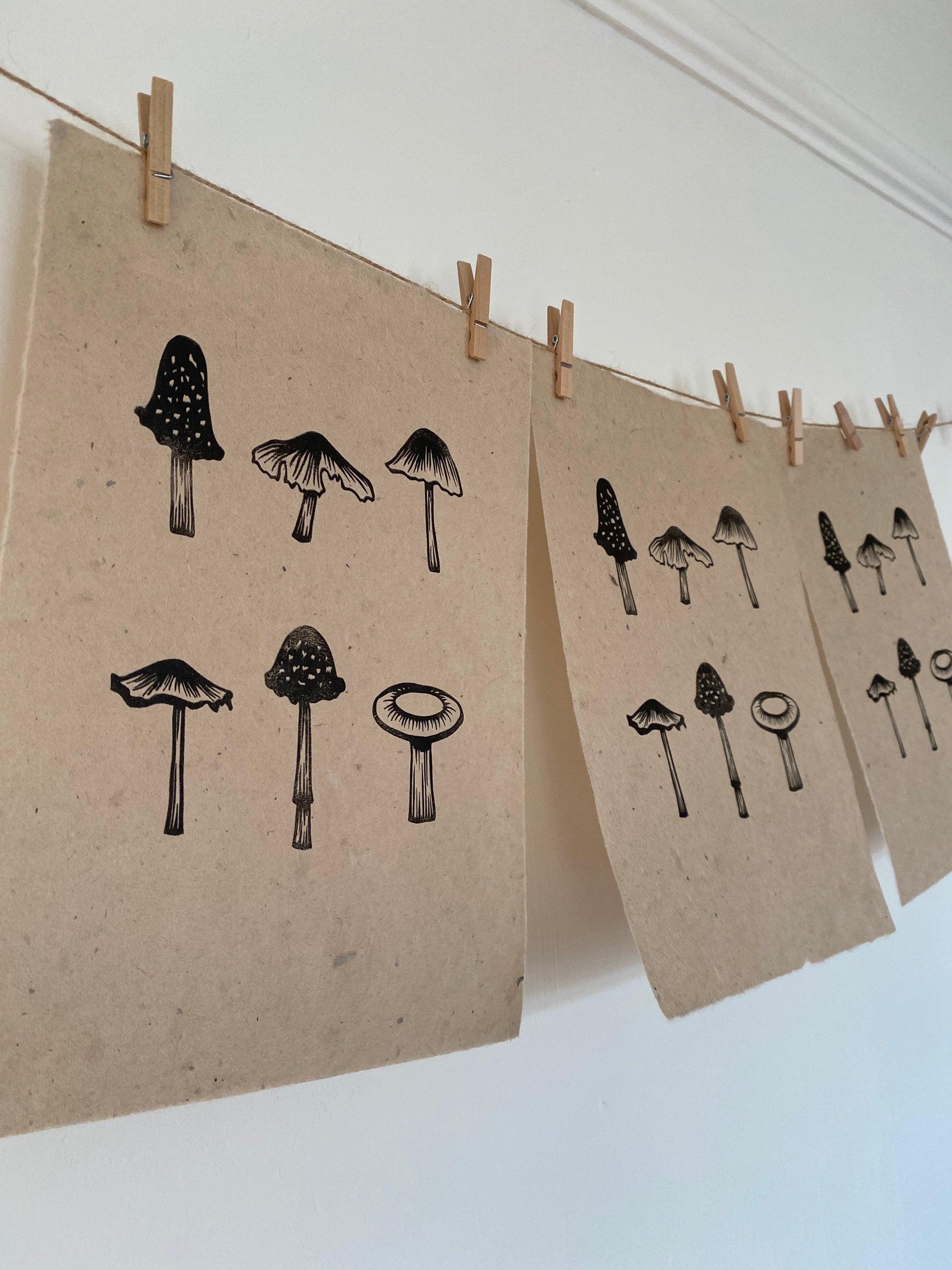 Limited Edition A4 Mushroom Collection Lino Print