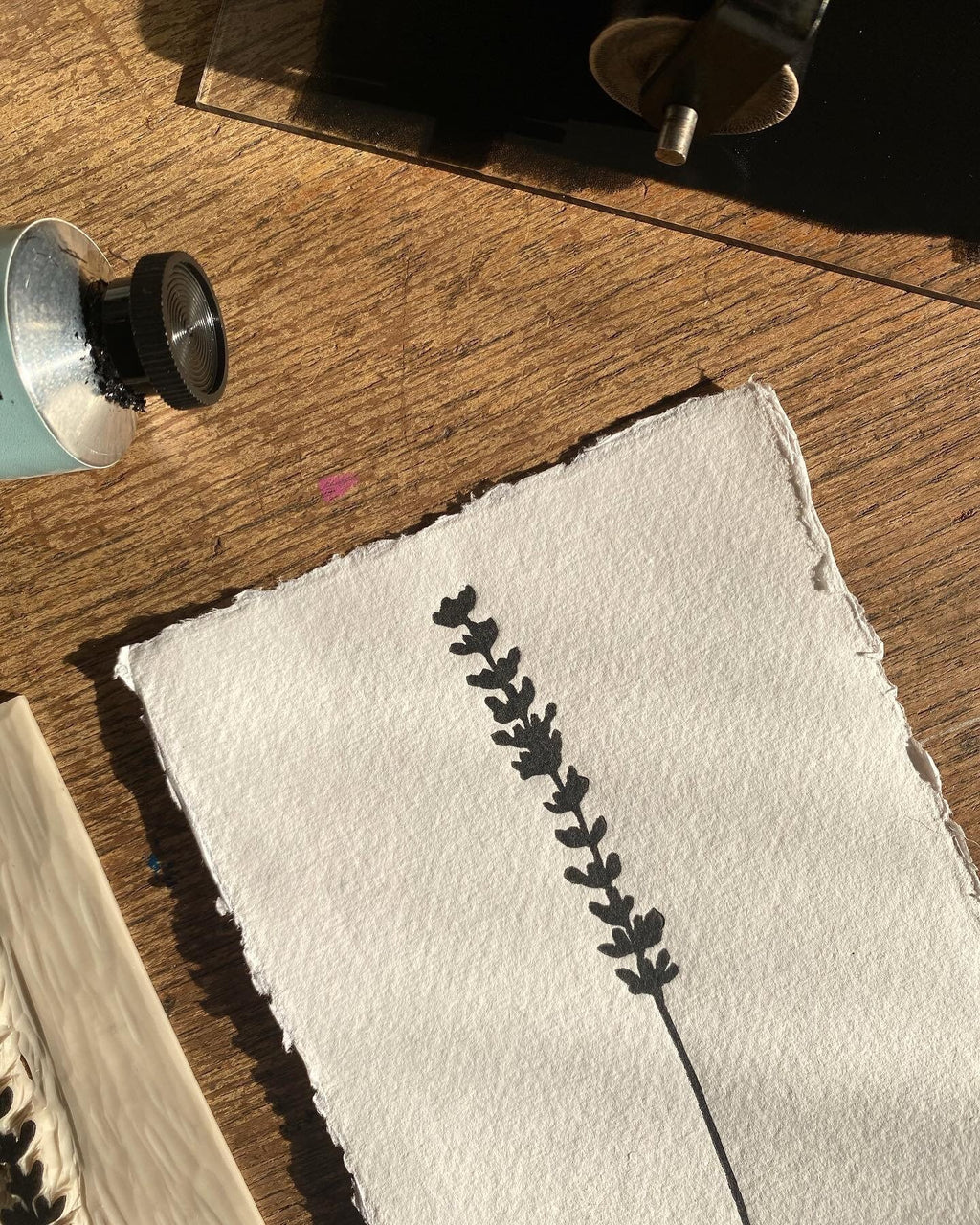 Lavender A6 Lino Print