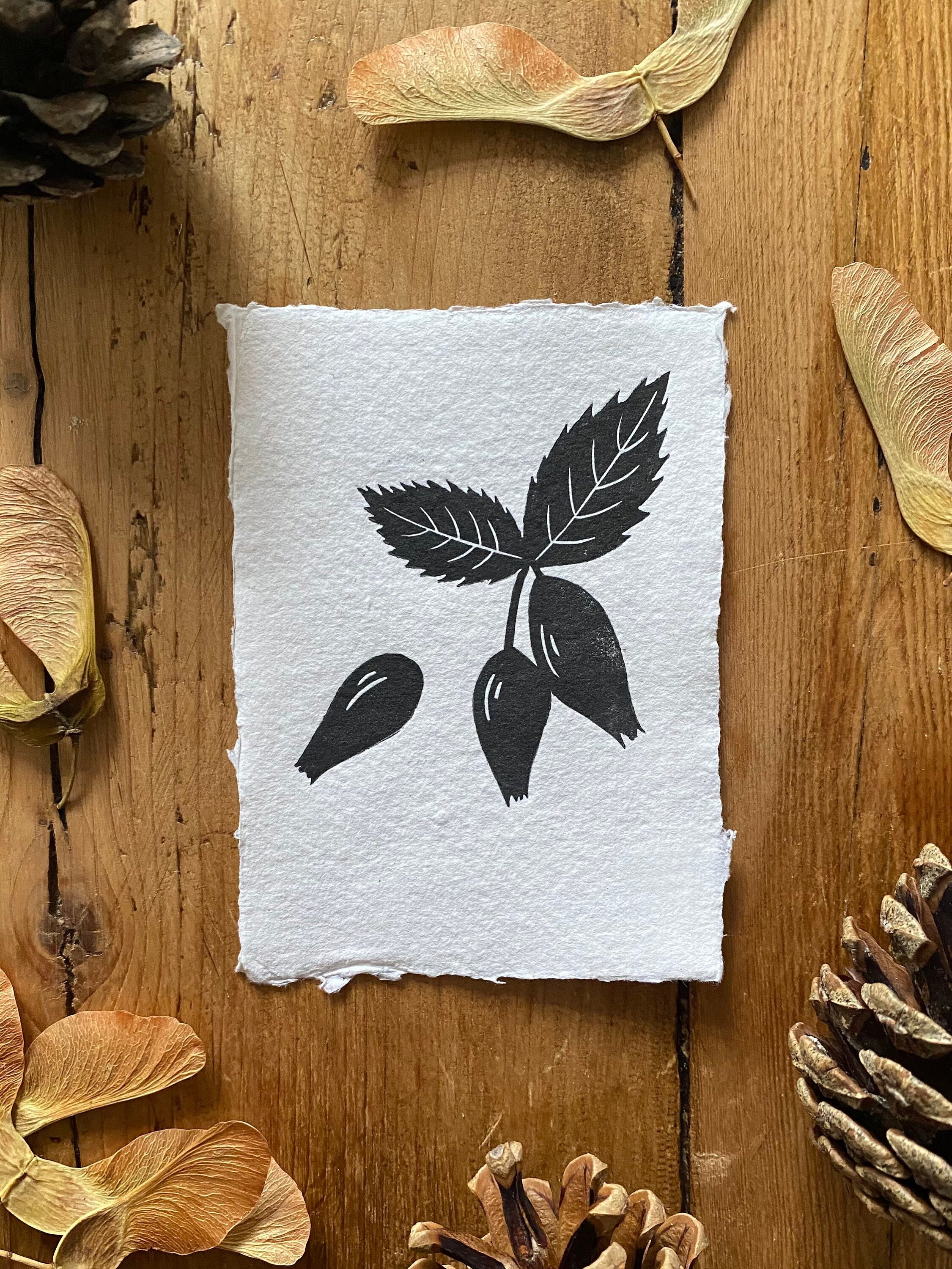 Autumnal Mini A7 Lino Prints (Set of 3)