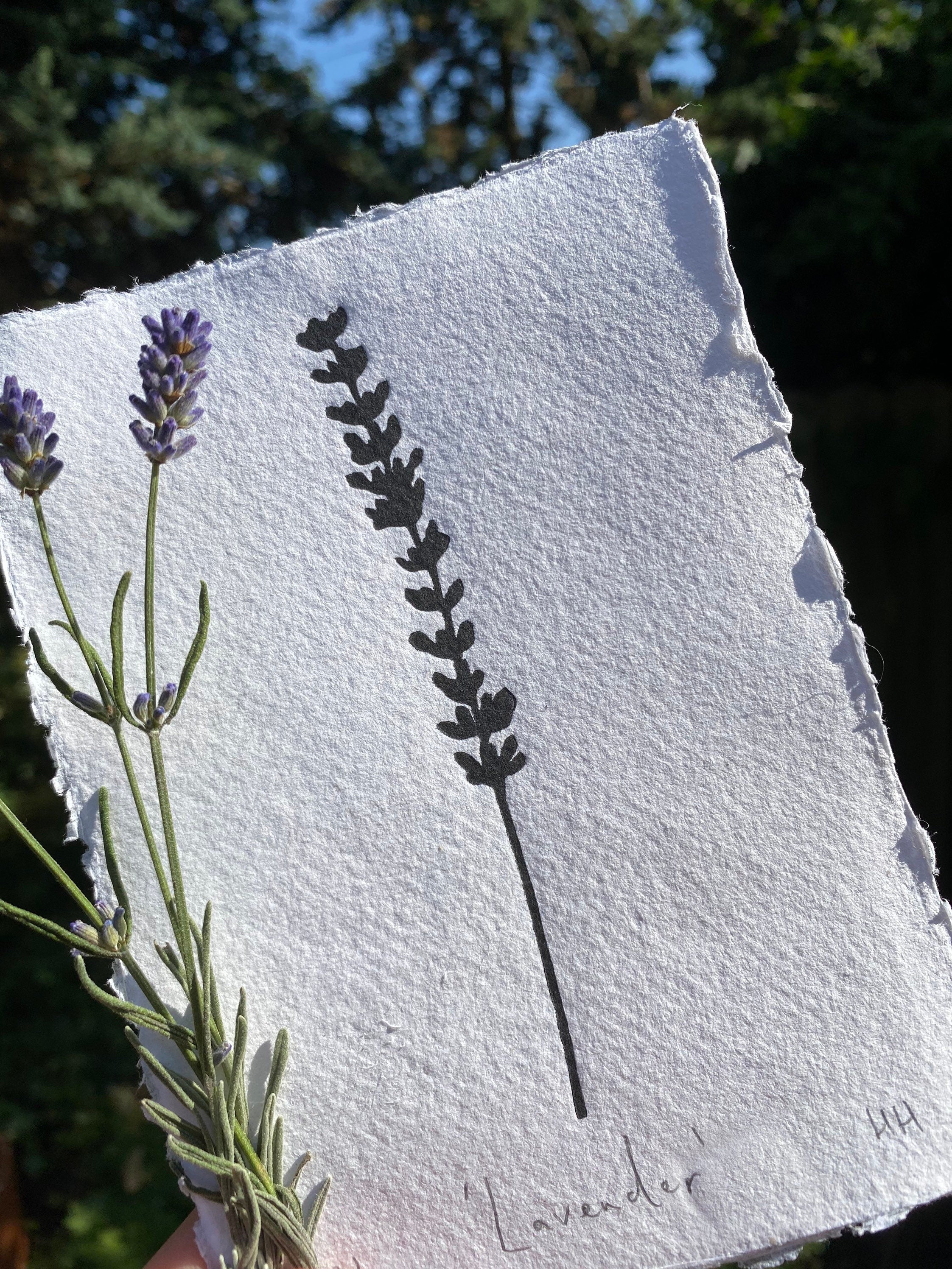 Lavender A6 Lino Print