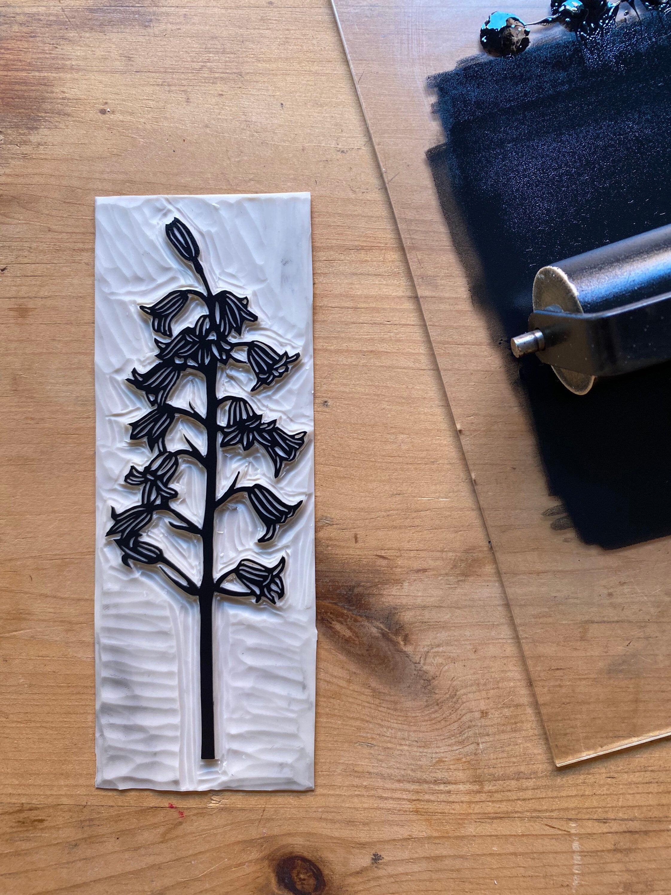 Bluebells A6 Lino Print