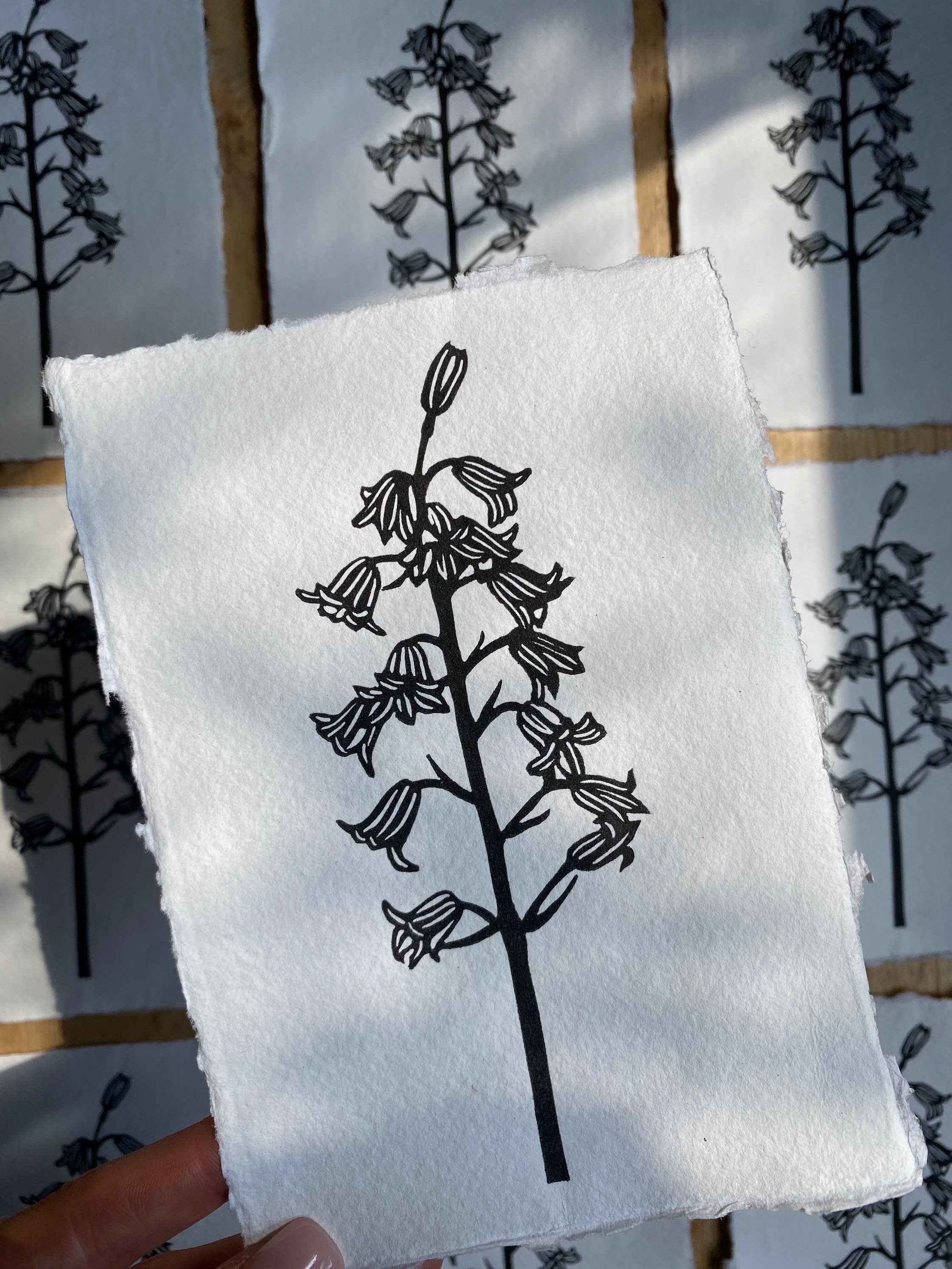 Bluebells A6 Lino Print