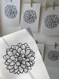 Limited Edition Dahlia A4 Lino Print
