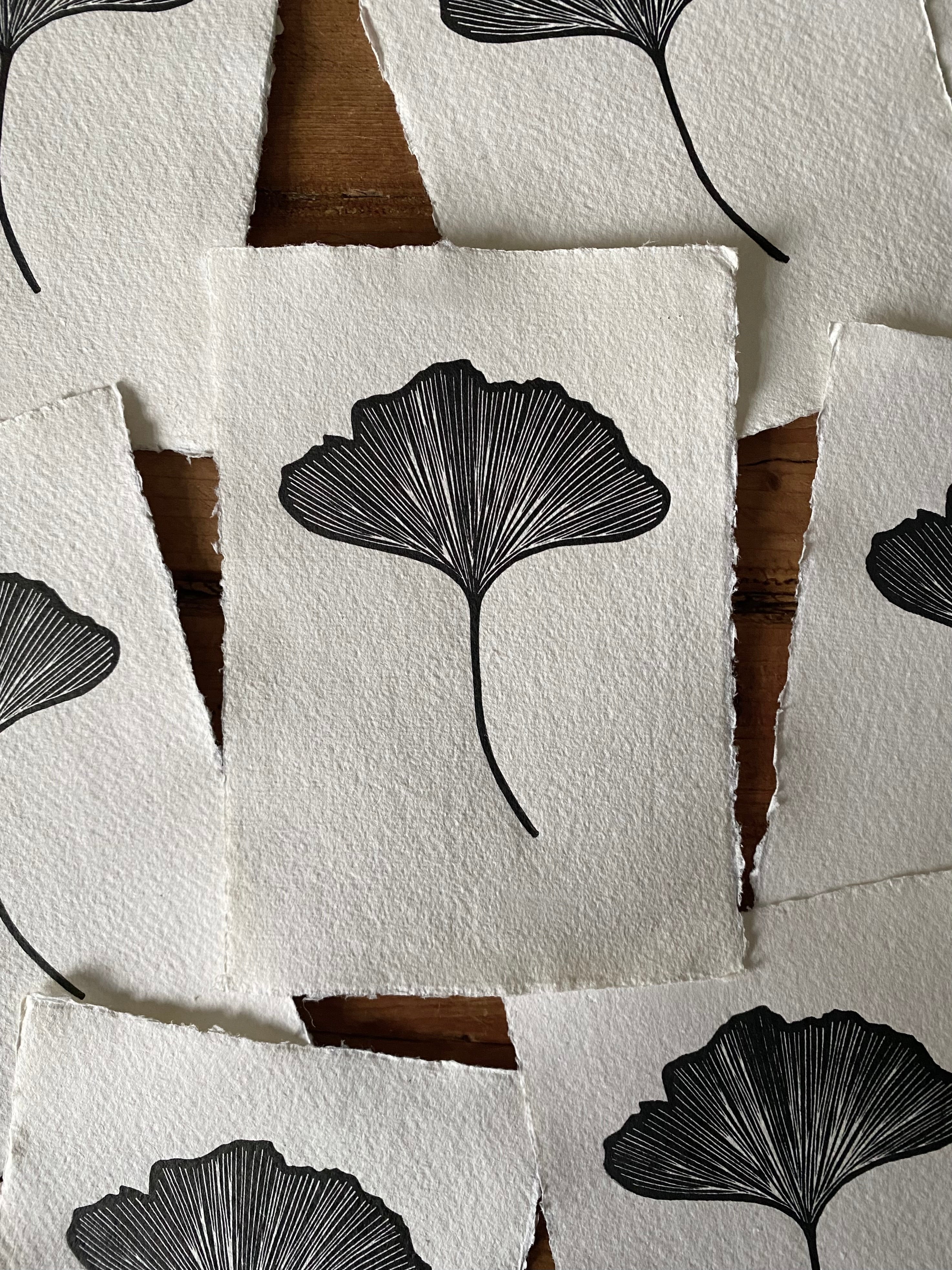 Gingko Leaf A6 Lino Print