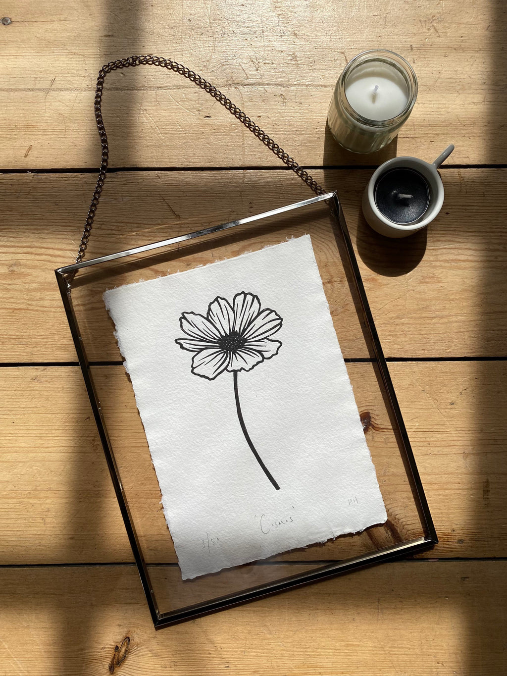 Limited Edition Cosmos A5 Lino Print