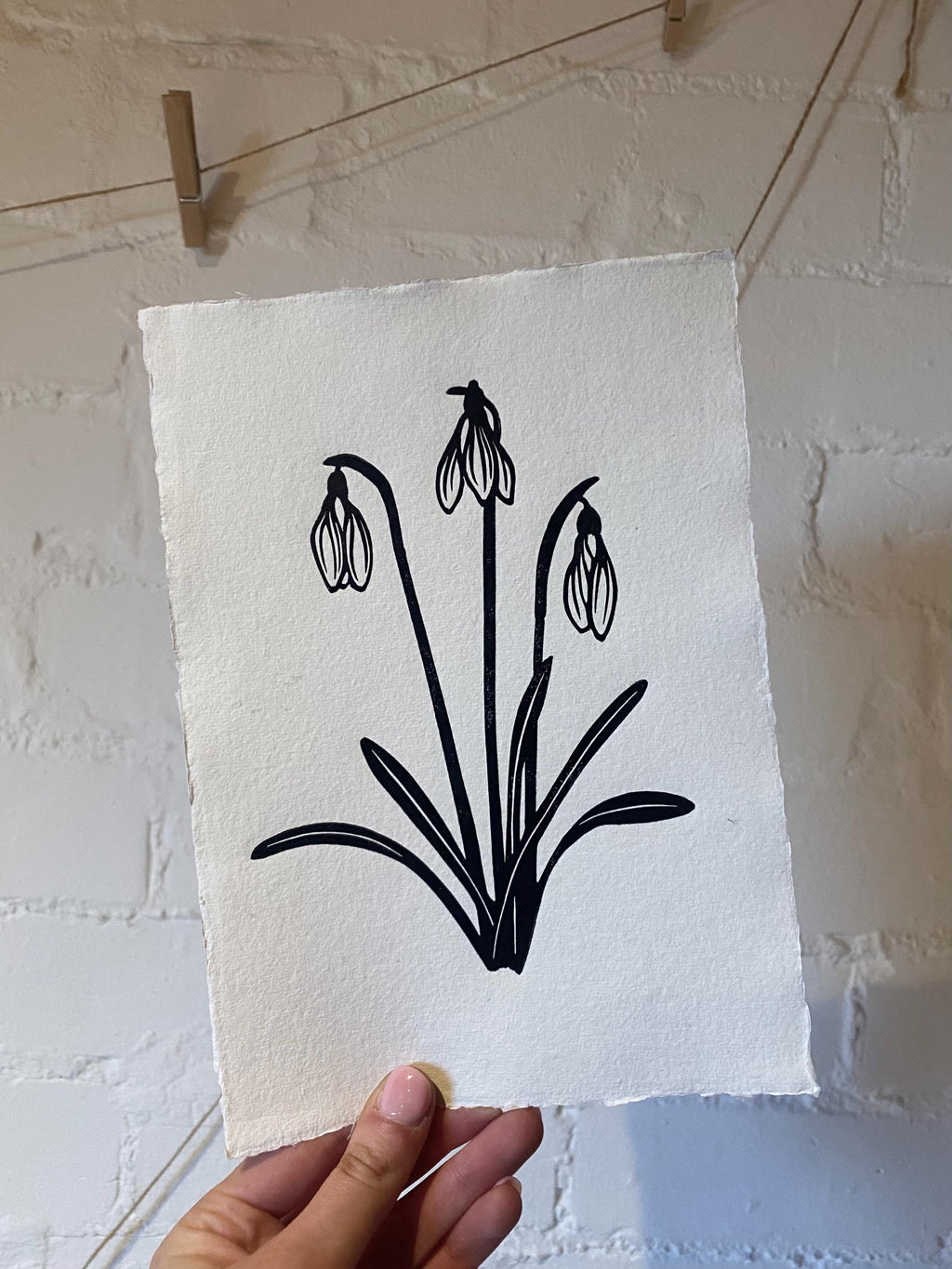 Limited Edition Snowdrops A5 Lino Print
