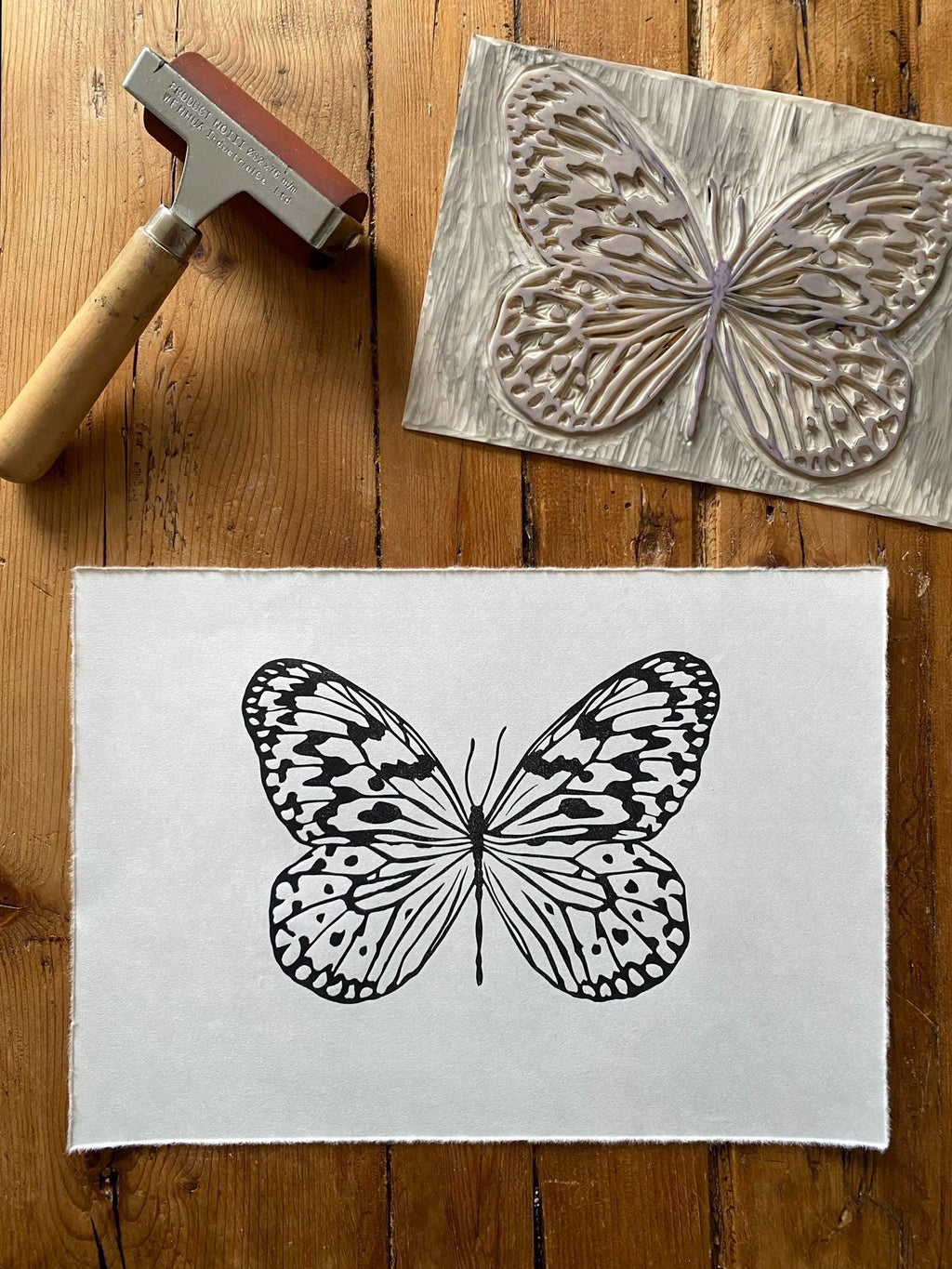 Limited Edition Paper Kite Butterfly A4 Lino Print